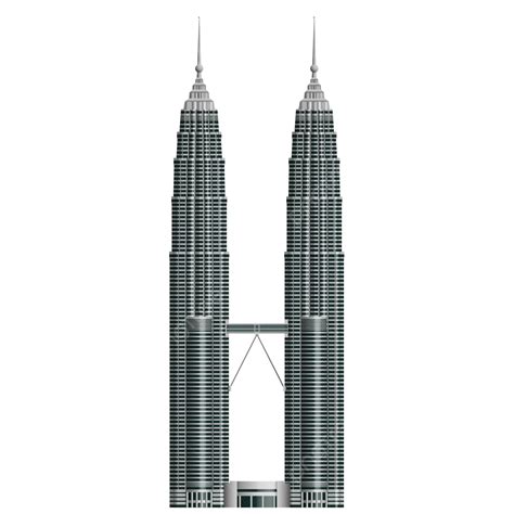 Petronas Twin Towers Vector Illustration Transparent, Petronas Twin ...