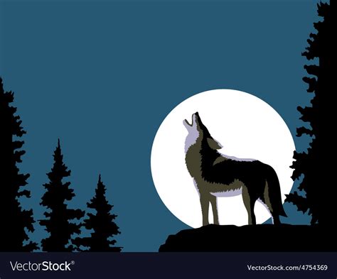 Wolf Howling At Moon Clipart Howling Wolf Moon Vector Wolves Royalty ...