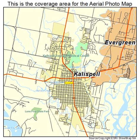 Aerial Photography Map of Kalispell, MT Montana