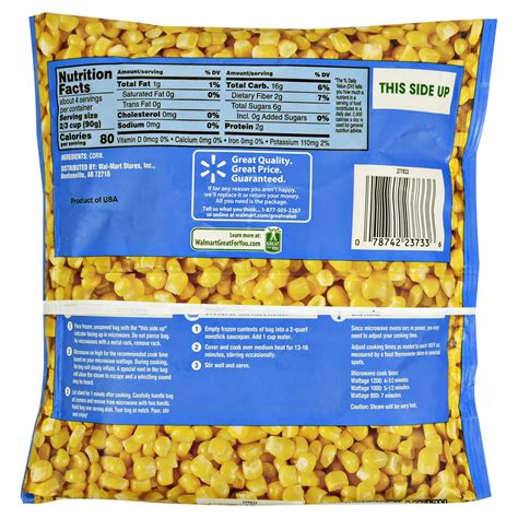 Frozen Whole Kernel Corn Nutrition Facts - Nutrition Pics