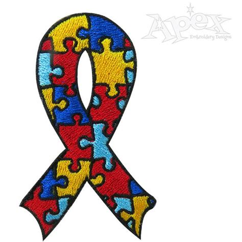 Autism Awareness Ribbon Embroidery Design | Embroidery | Apex Embroidery Designs, Monogram Fonts ...