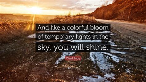 Chad Sugg Quote: “And like a colorful bloom of temporary lights in the sky, you will shine.”