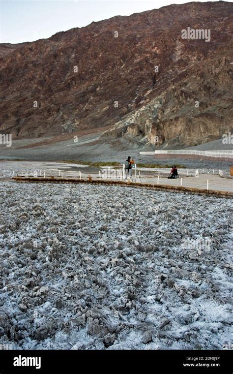 Badwater Basin, the lowest elevation spot in the USA, in Death Valley, California Stock Photo ...