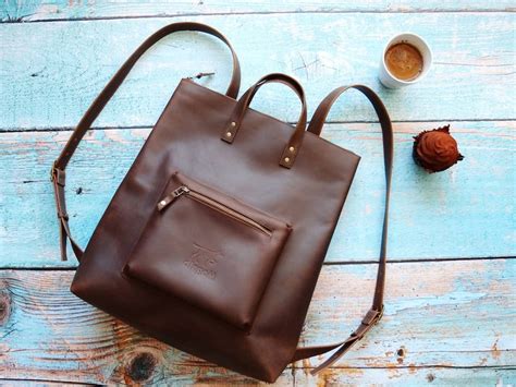 Brown Leather Backpack Purse Minimalist Style With Zipper - Etsy