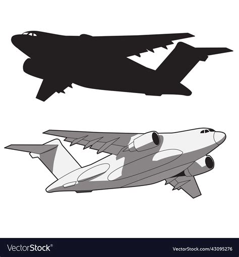 Military cargo plane silhouette set design Vector Image