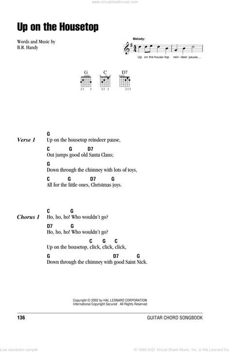 Up On The Housetop sheet music for guitar (chords) (PDF)