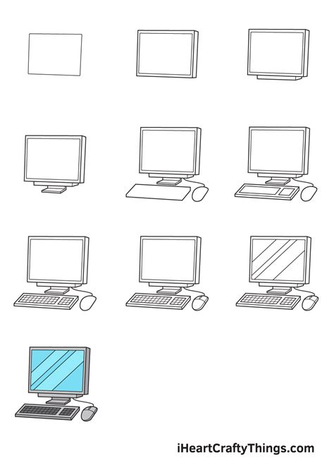 Computer Drawing — How To Draw A Computer Step By Step