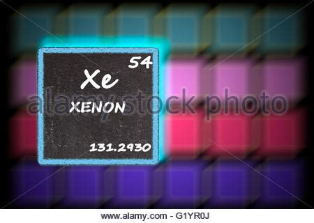 Xenon Xe chemical element. Xenon Sign with atomic number. Chemical 54 element of periodic table ...