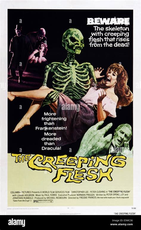 THE CREEPING FLESH, US poster art, bottom right: Lorna Heilbron, Peter Cushing, 1973 Stock Photo ...