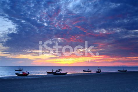 Fishing Boat Against Backdrop Of Beautiful Sunset Stock Photo | Royalty ...