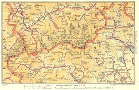 Alpi Pennine Alps. Valais Piedmont Aosta 1953 old vintage map plan chart