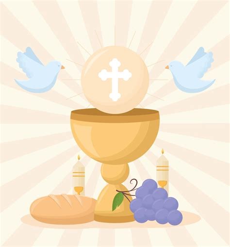 Premium Vector | First communion items card