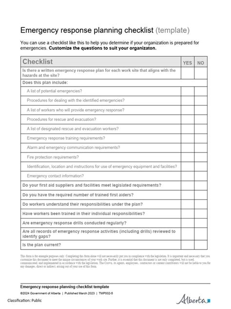 Emergency Response Planning Checklist TEMPLATE | PDF