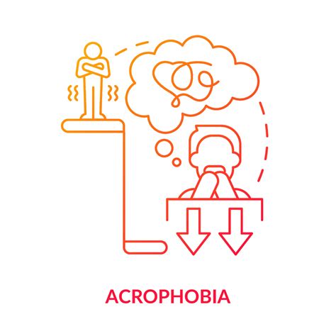 Acrophobia red gradient concept icon. Intense fear of height. Anxiety disorder. Most common ...