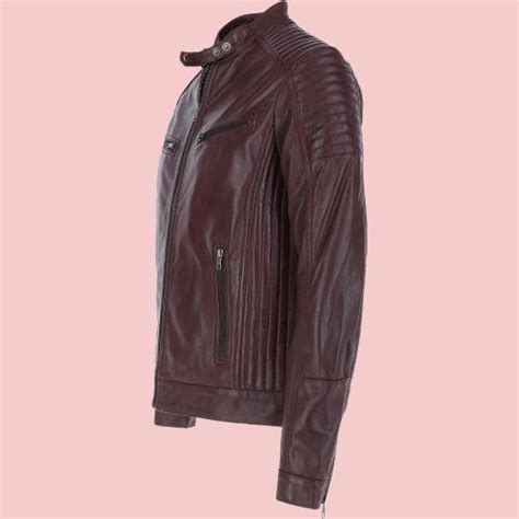 Burgundy Leather Jacket Men - AirBorne Jacket