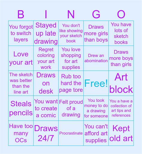 Bingo for Artist Bingo Card