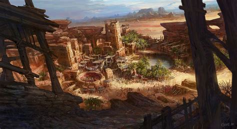 Oasis in the desert by crs1009 on deviantART | Fantasy art landscapes, Fantasy landscape ...