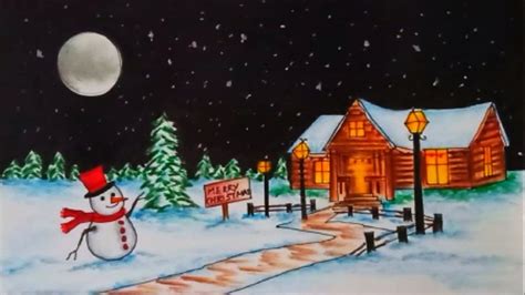 Christmas Drawings - How To Draw a Christmas Scene Step by Step || Drawing of Christmas - YouTube