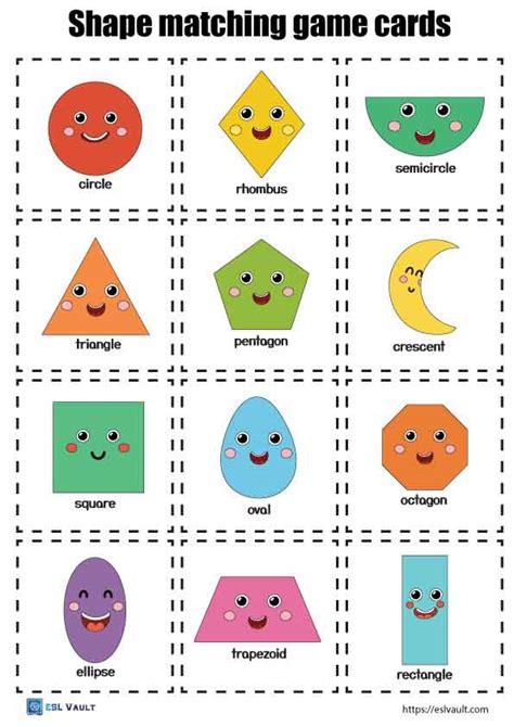 72 free printable shape matching game cards - ESL Vault