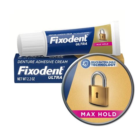 Fixodent Ultra Max Hold Denture Adhesive 2.2 oz - Strongest Hold, Long ...