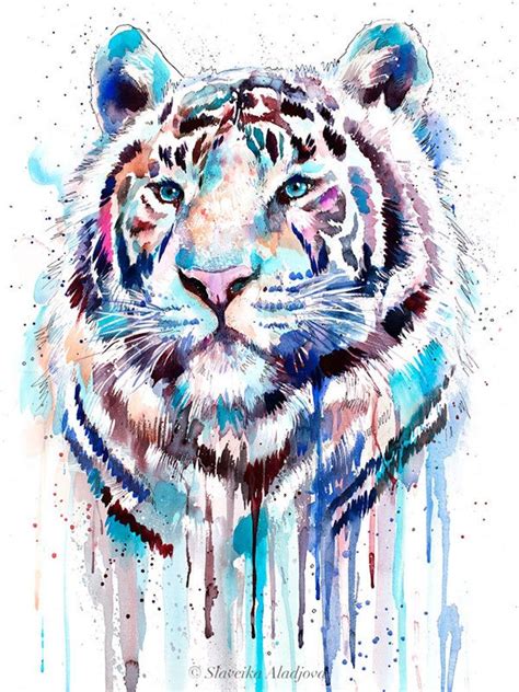 White Tiger Watercolor Painting Print by Slaveika Aladjova - Etsy UK ...