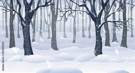 mystic winter forest landscape. natural seamless woodland horizontal ...