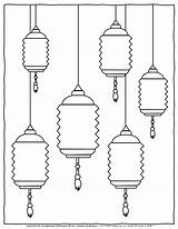 Design Your Own Festival Chinese Lanterns Coloring Page sketch template