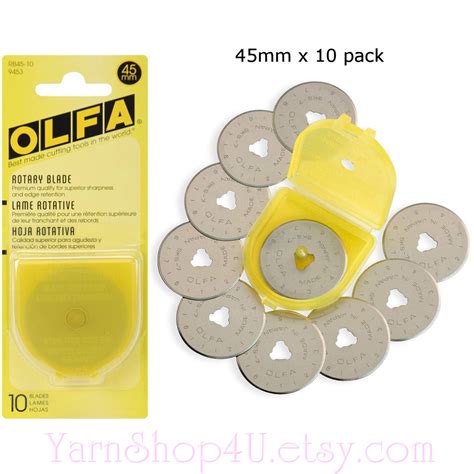 10 pack! OLFA® 45mm Rotary Blades. 10 Blades. Olfa® Brand Rotary Cutting Blade. Tungsten Steel ...