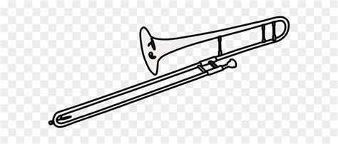 Trombone Clipart Black And White - Line Art - Free Transparent PNG Clipart Images Download