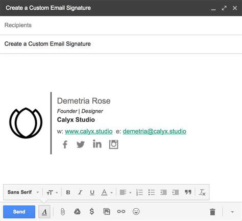 Creating a custom email signature - Gmail