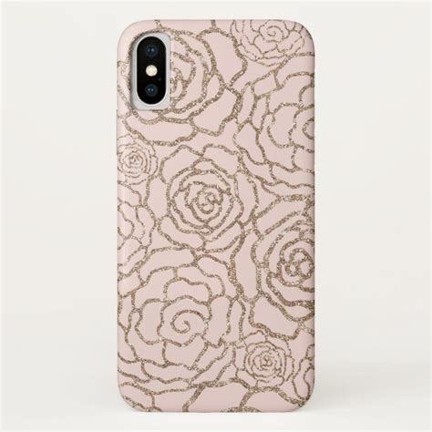 Rose Gold Faux Glitter | Blush Pink Floral Lattice iPhone XS Case - tap, personalize, buy right ...