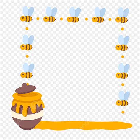 Honey Bees Hd Transparent, Flying Bee Honey Border, Bee, Flying Bees, Cartoon Border PNG Image ...