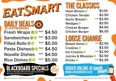 Tuck Shop Menu - Mount Albert Grammar School