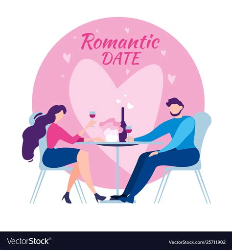 Cartoon man woman cafe table romantic dinner date Vector Image