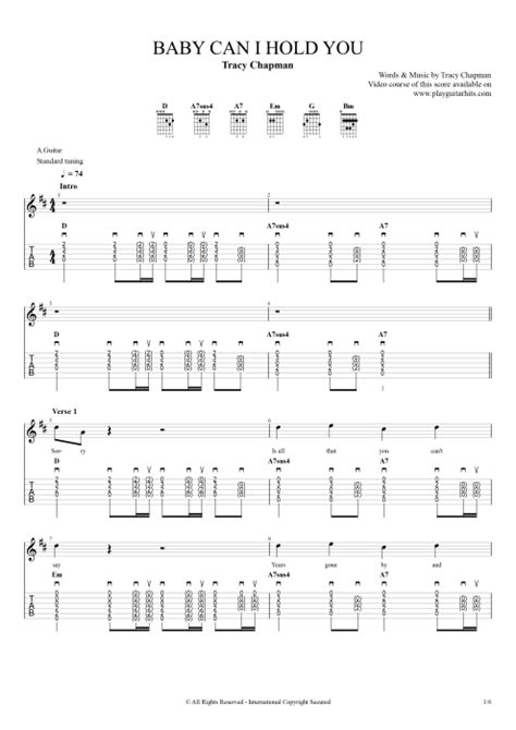 Baby Can I Hold You Tab by Tracy Chapman (Guitar Pro) - Guitar by Play ...