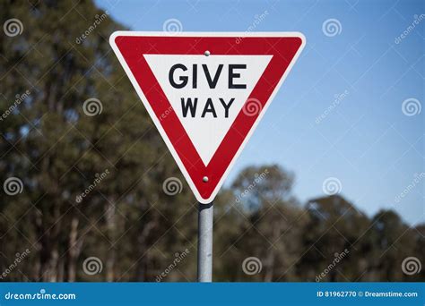 Give Way Road Sign. stock photo. Image of laws, hand - 81962770