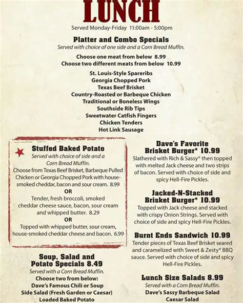 Famous Dave's BBQ Menu, Menu for Famous Dave's BBQ, Northeast, Portland - Urbanspoon/Zomato