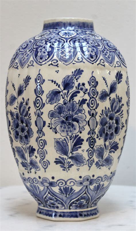 Vintage Delft Blue Vase by DE DELFTSE PAUW (The Delft Peacock), Vintage Dutch Delft Pottery ...