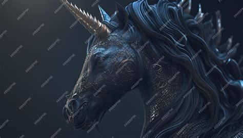 Premium Photo | Dark unicorn digital art illustration generative ai