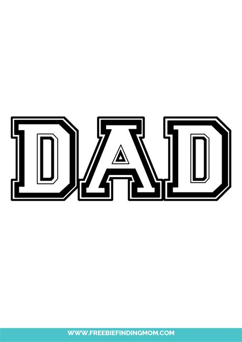 The Word Dad in Bubble Letters (Free Printables) - Freebie Finding Mom