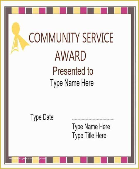 Community Service Certificate Template Free Of 23 Award Certificates In Word ...