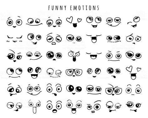 Emotions. Set of doodle faces. Smile. | Face doodles, Drawing cartoon ...