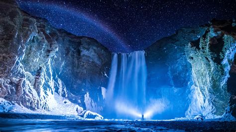 3840x2160 Person Waterfall Night 4K ,HD 4k Wallpapers,Images ...