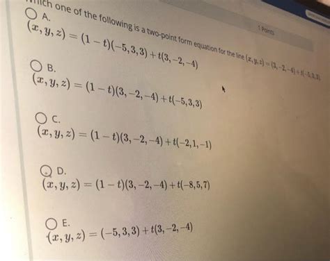 Solved A. Of the following is a two-point form equation for | Chegg.com