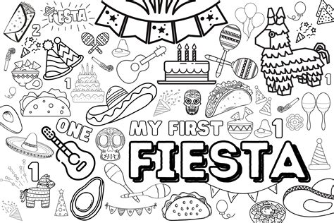 Huge First Fiesta Coloring Poster for Kids, Adults great for Family ...