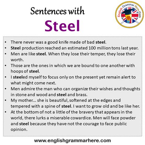 Sentences with Steel, Steel in a Sentence in English, Sentences For ...