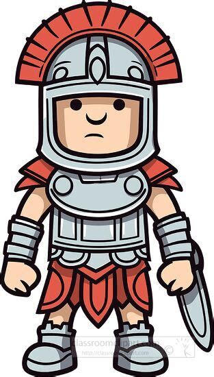 Ancient Rome Clipart-ancient roman soldier in uniform cartoon style