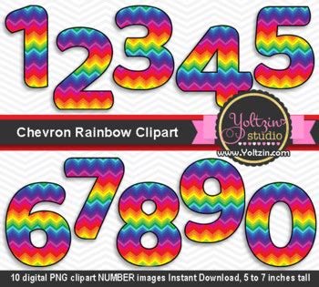 Rainbow clipart numbers chevron colorful number clip art. by Yoltzin Studio