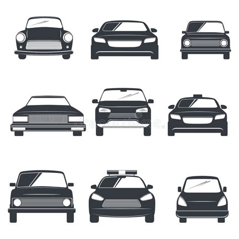 Vector Set of Different Car Icons in Front View Stock Vector ...