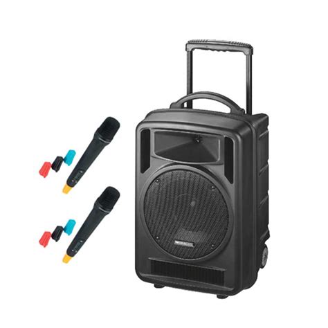 120w RMS Portable PA Amplifier with CD Player & 2 x Wireless Microphones - Valcom UK